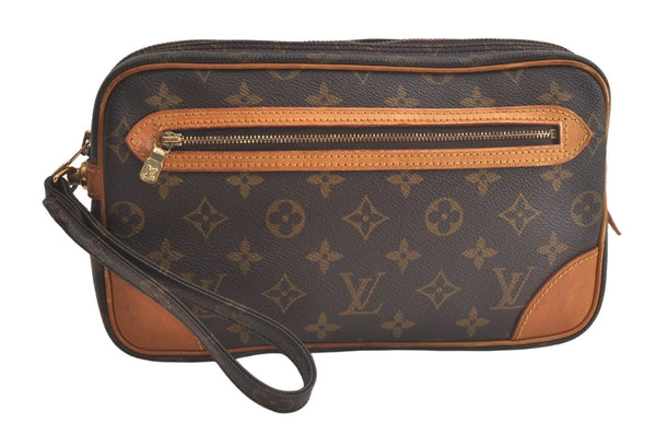 Authentic Louis Vuitton Monogram Marly Dragonne GM M51825 Clutch Hand Bag 5521K