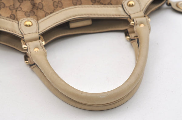 Authentic GUCCI Sukey Shoulder Tote Bag GG Canvas Leather 211944 Brown 5522J