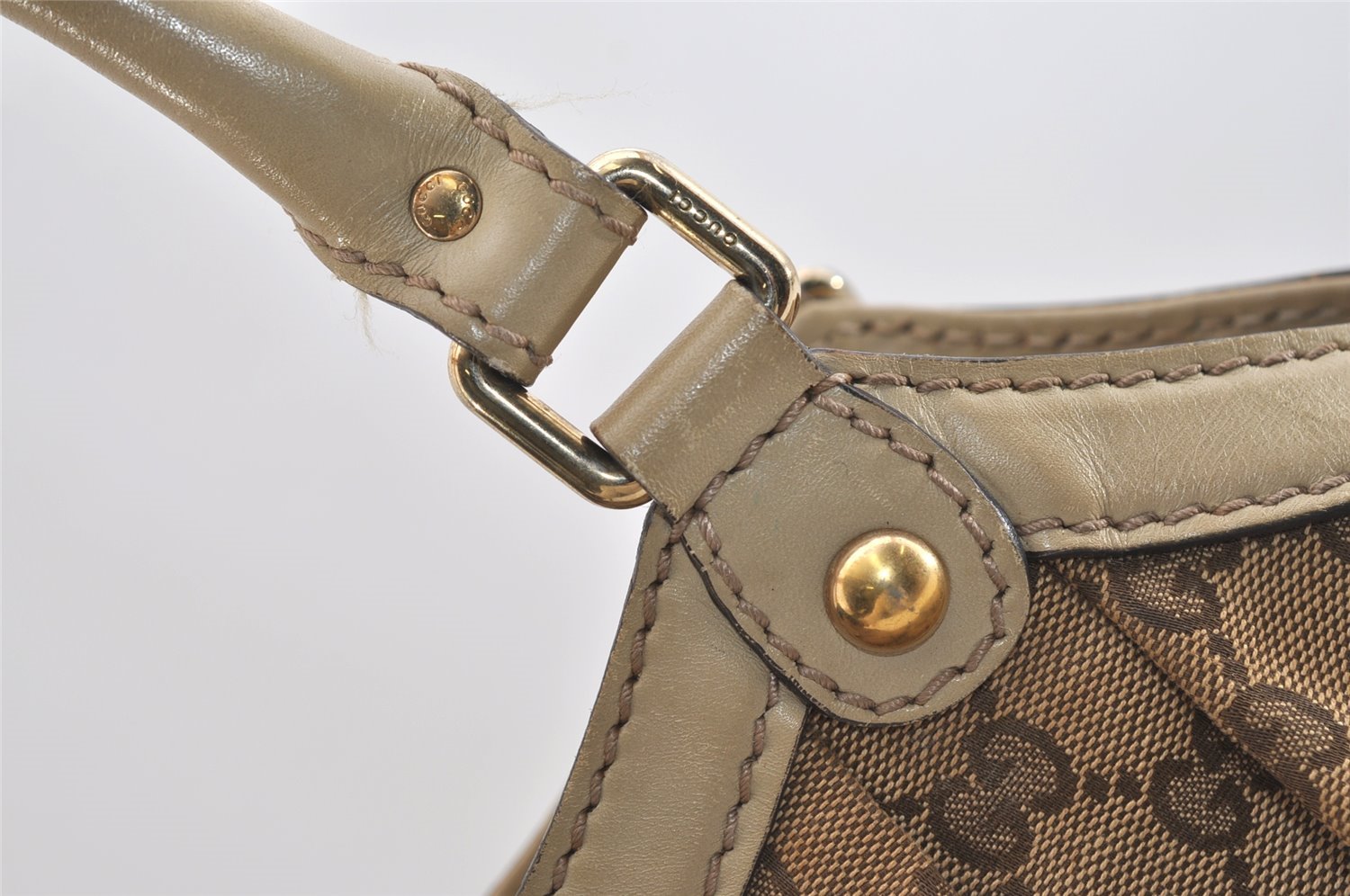 Authentic GUCCI Sukey Shoulder Tote Bag GG Canvas Leather 211944 Brown 5522J