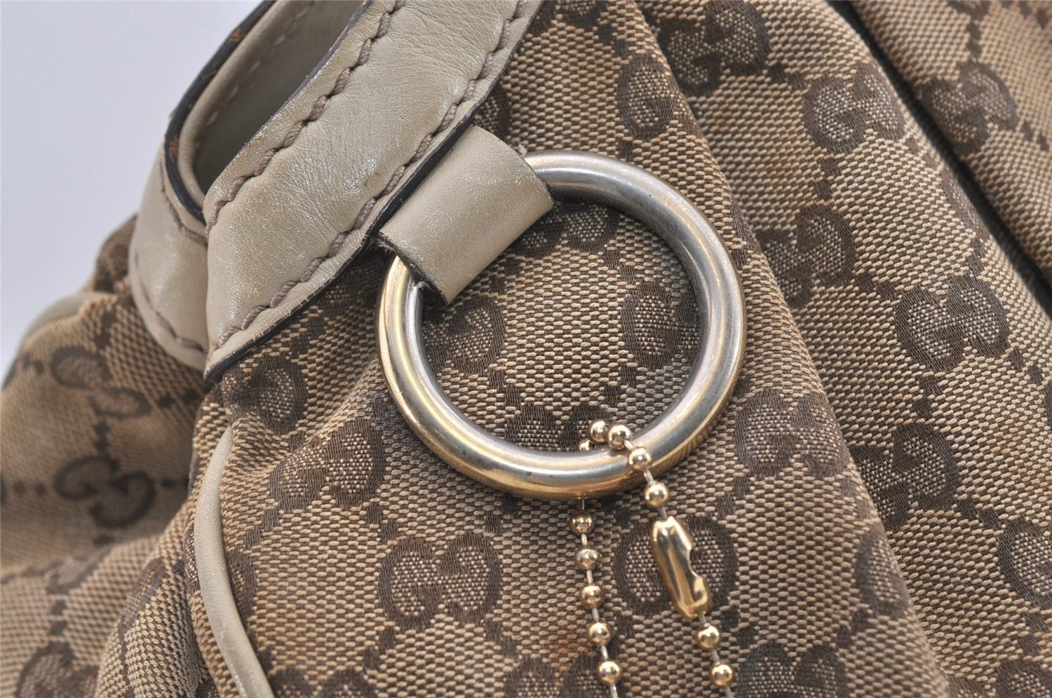 Authentic GUCCI Sukey Shoulder Tote Bag GG Canvas Leather 211944 Brown 5522J