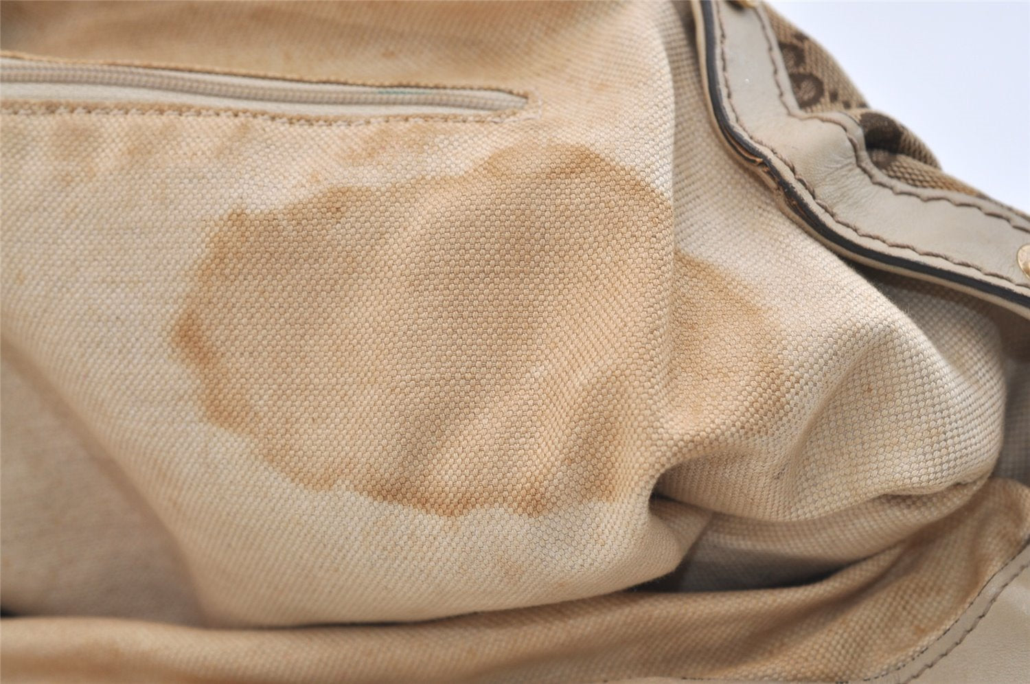 Authentic GUCCI Sukey Shoulder Tote Bag GG Canvas Leather 211944 Brown 5522J