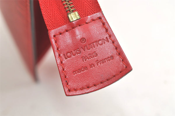 Authentic Louis Vuitton Epi Trousse Crete Clutch Bag Red LV Junk 5522K