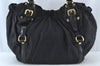 Authentic PRADA Nylon Tessuto Leather 2Way Hand Tote Hand Bag Black 5523J