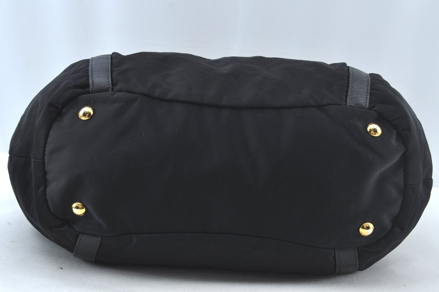 Authentic PRADA Nylon Tessuto Leather 2Way Hand Tote Hand Bag Black 5523J