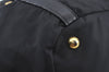 Authentic PRADA Nylon Tessuto Leather 2Way Hand Tote Hand Bag Black 5523J