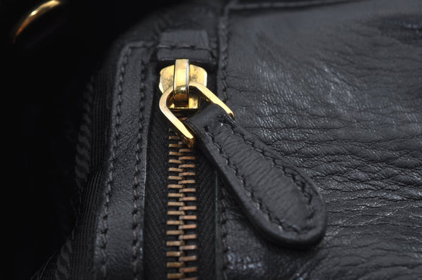 Authentic PRADA Nylon Tessuto Leather 2Way Hand Tote Hand Bag Black 5523J