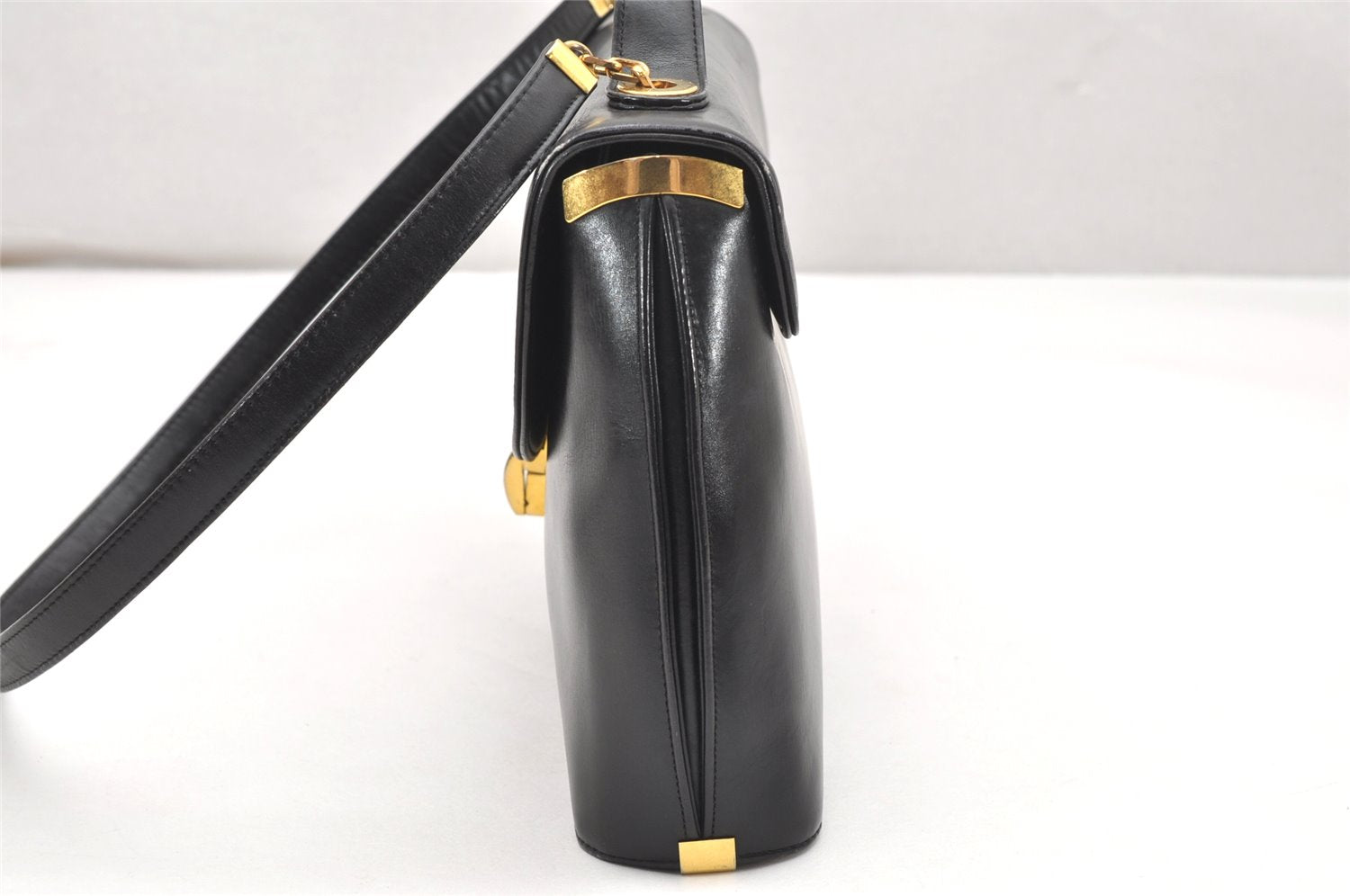 Authentic Christian Dior 2Way Shoulder Hand Bag Purse Leather Black CD 5523K