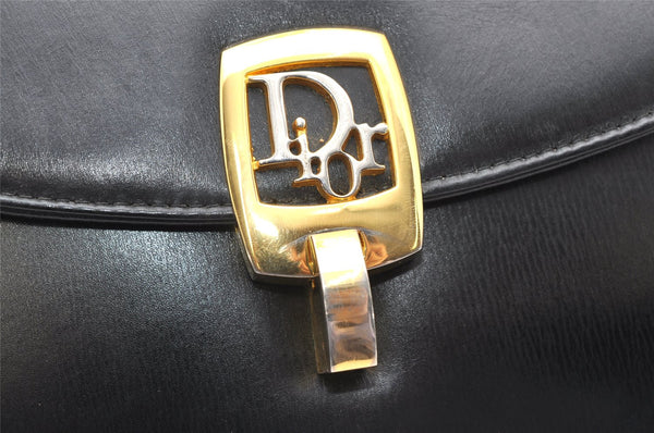 Authentic Christian Dior 2Way Shoulder Hand Bag Purse Leather Black CD 5523K