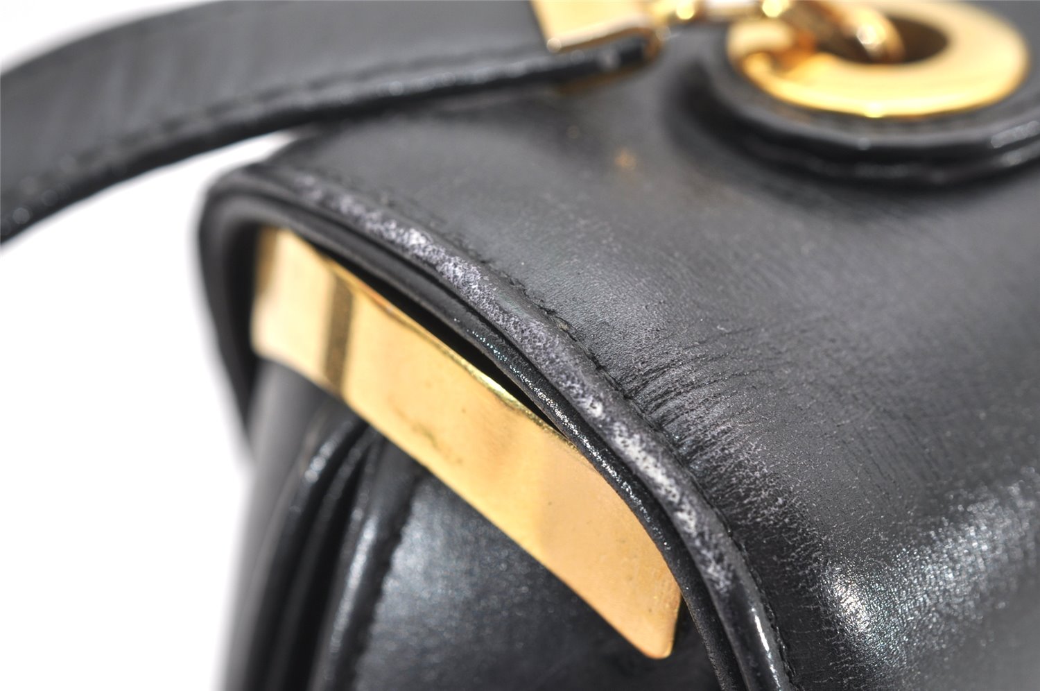 Authentic Christian Dior 2Way Shoulder Hand Bag Purse Leather Black CD 5523K