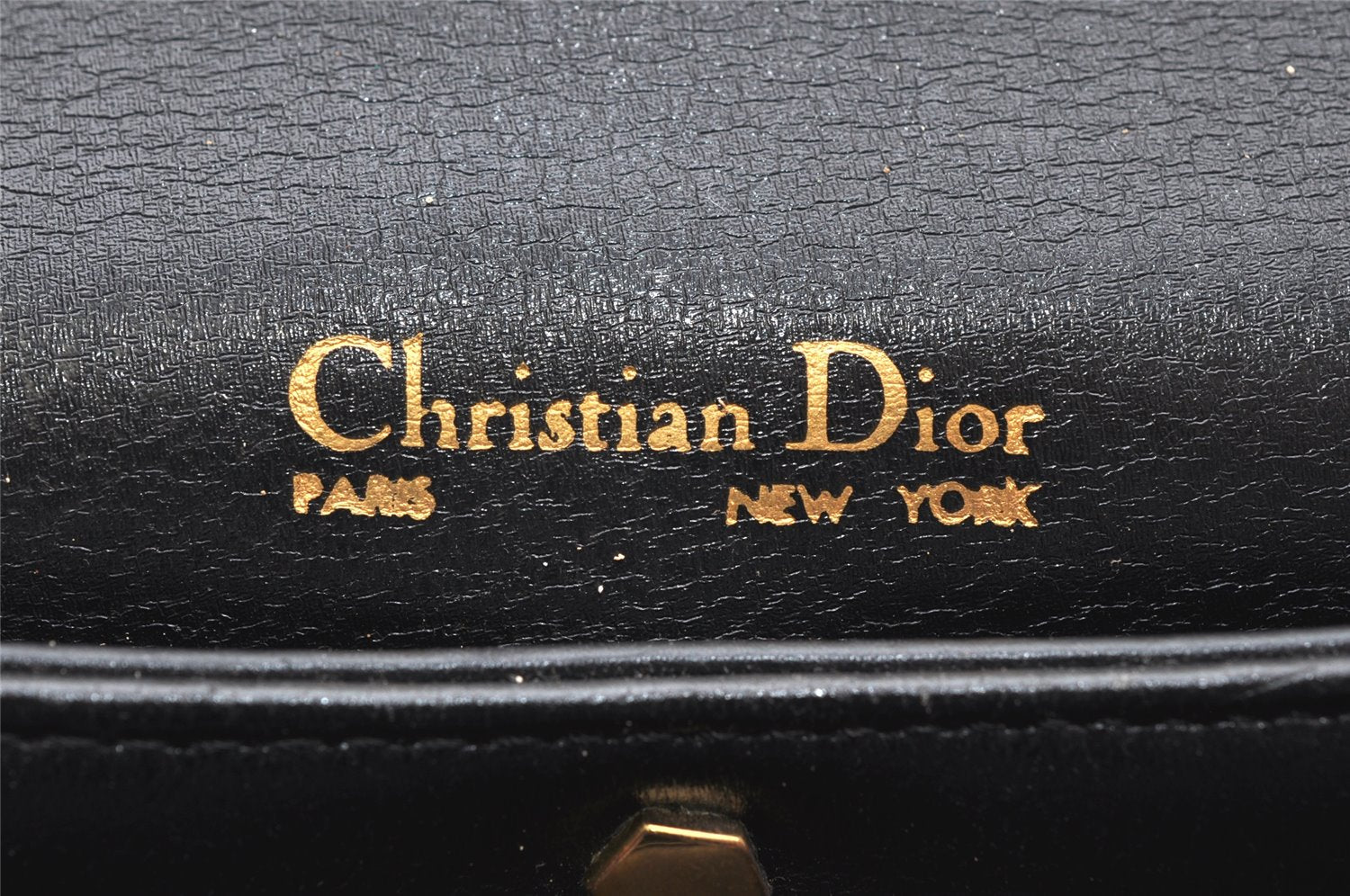 Authentic Christian Dior 2Way Shoulder Hand Bag Purse Leather Black CD 5523K