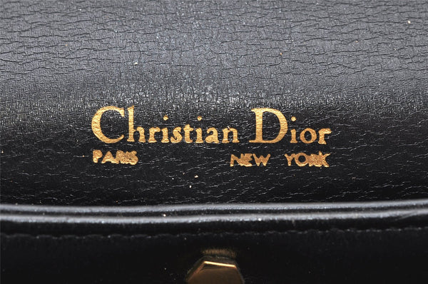 Authentic Christian Dior 2Way Shoulder Hand Bag Purse Leather Black CD 5523K