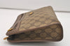Authentic GUCCI Vintage Clutch Hand Bag Purse GG PVC Leather Brown 5525J