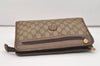 Authentic GUCCI Vintage Clutch Hand Bag Purse GG PVC Leather Brown 5525J