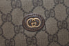 Authentic GUCCI Vintage Clutch Hand Bag Purse GG PVC Leather Brown 5525J