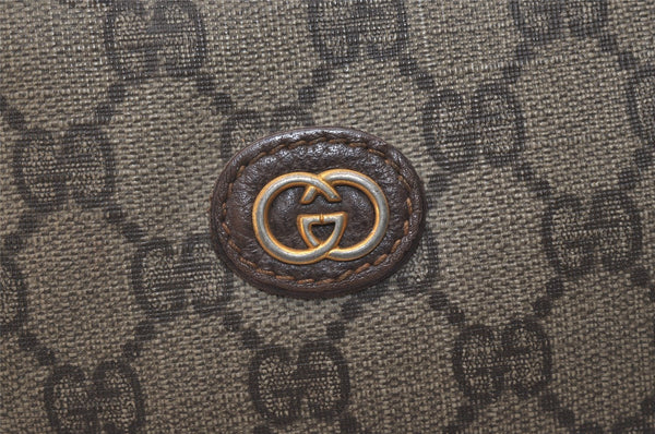 Authentic GUCCI Vintage Clutch Hand Bag Purse GG PVC Leather Brown 5525J