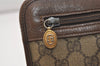 Authentic GUCCI Vintage Clutch Hand Bag Purse GG PVC Leather Brown 5525J