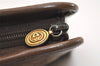 Authentic GUCCI Vintage Clutch Hand Bag Purse GG PVC Leather Brown 5525J