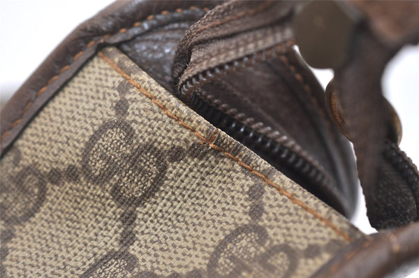 Authentic GUCCI Vintage Clutch Hand Bag Purse GG PVC Leather Brown 5525J