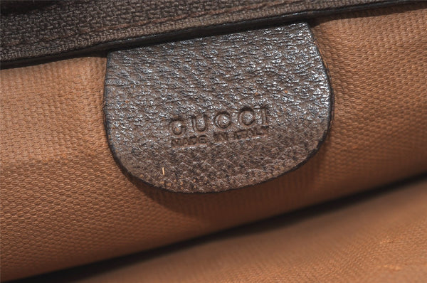 Authentic GUCCI Vintage Clutch Hand Bag Purse GG PVC Leather Brown 5525J