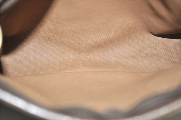 Authentic GUCCI Vintage Clutch Hand Bag Purse GG PVC Leather Brown 5525J