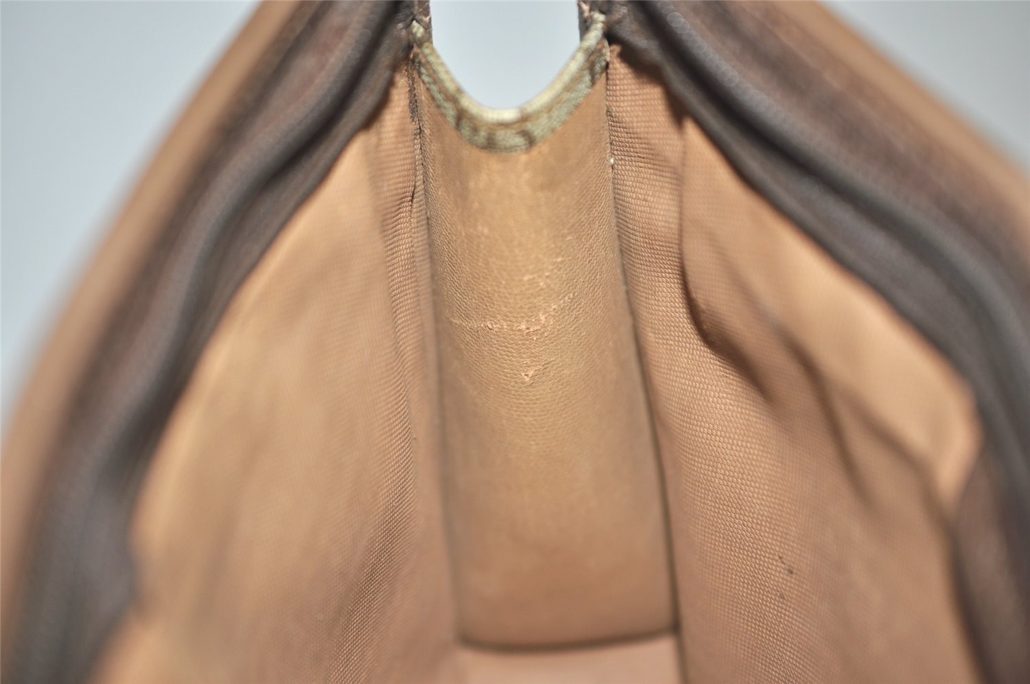 Authentic GUCCI Vintage Clutch Hand Bag Purse GG PVC Leather Brown 5525J