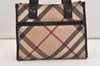 Authentic BURBERRY Vintage Nova Check PVC Leather Hand Bag Purse Beige 5526J