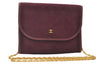 Authentic CHANEL Cotton Matelasse Shoulder Cross Body Bag Bordeaux Junk 5530H