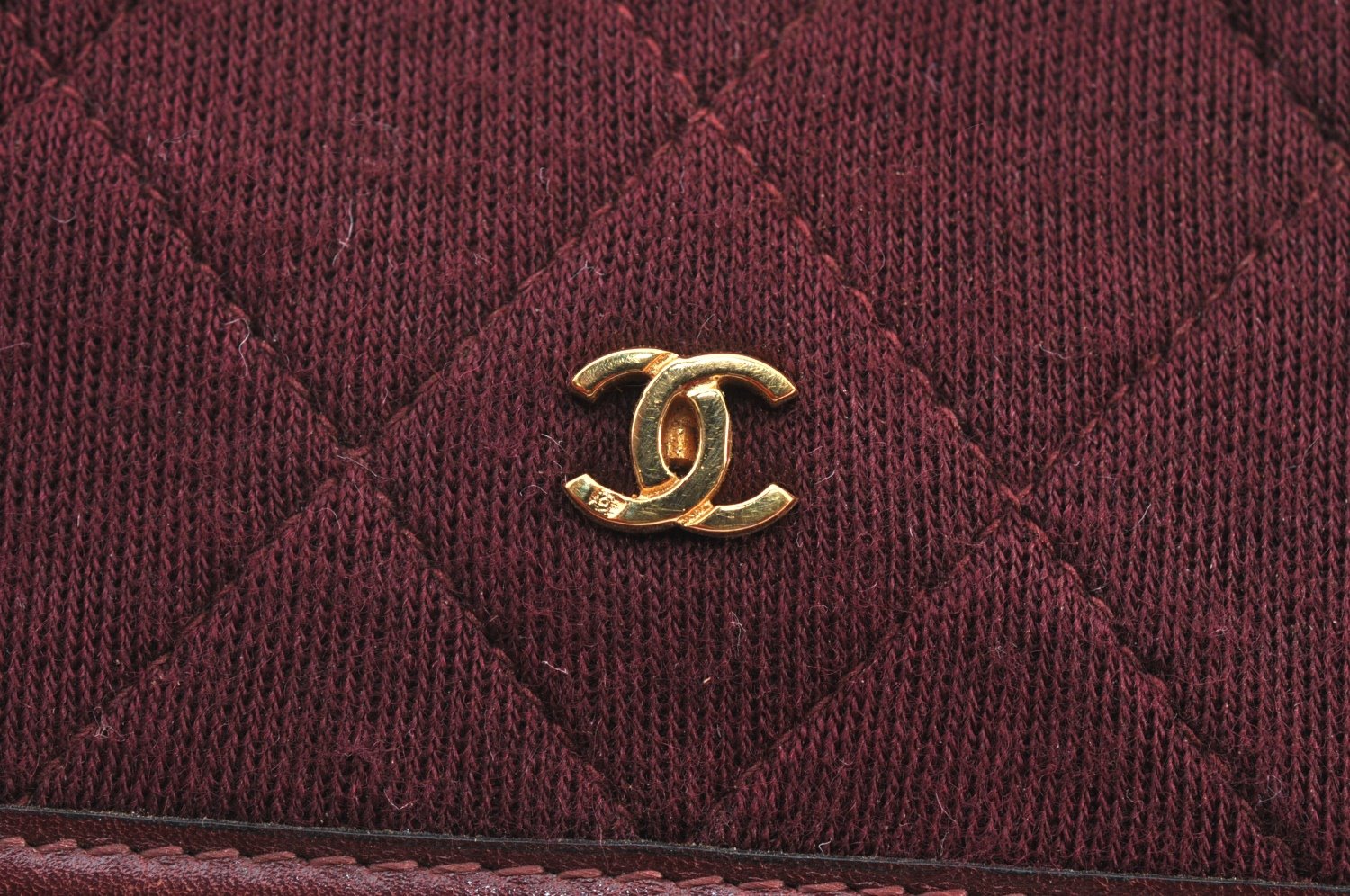 Authentic CHANEL Cotton Matelasse Shoulder Cross Body Bag Bordeaux Junk 5530H