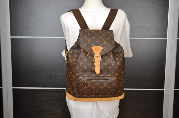 Authentic Louis Vuitton Monogram Montsouris GM Backpack M51135 LV 5531I