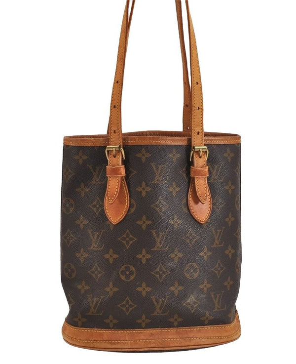 Authentic Louis Vuitton Monogram Bucket PM Shoulder Tote Bag M42238 LV 5532J