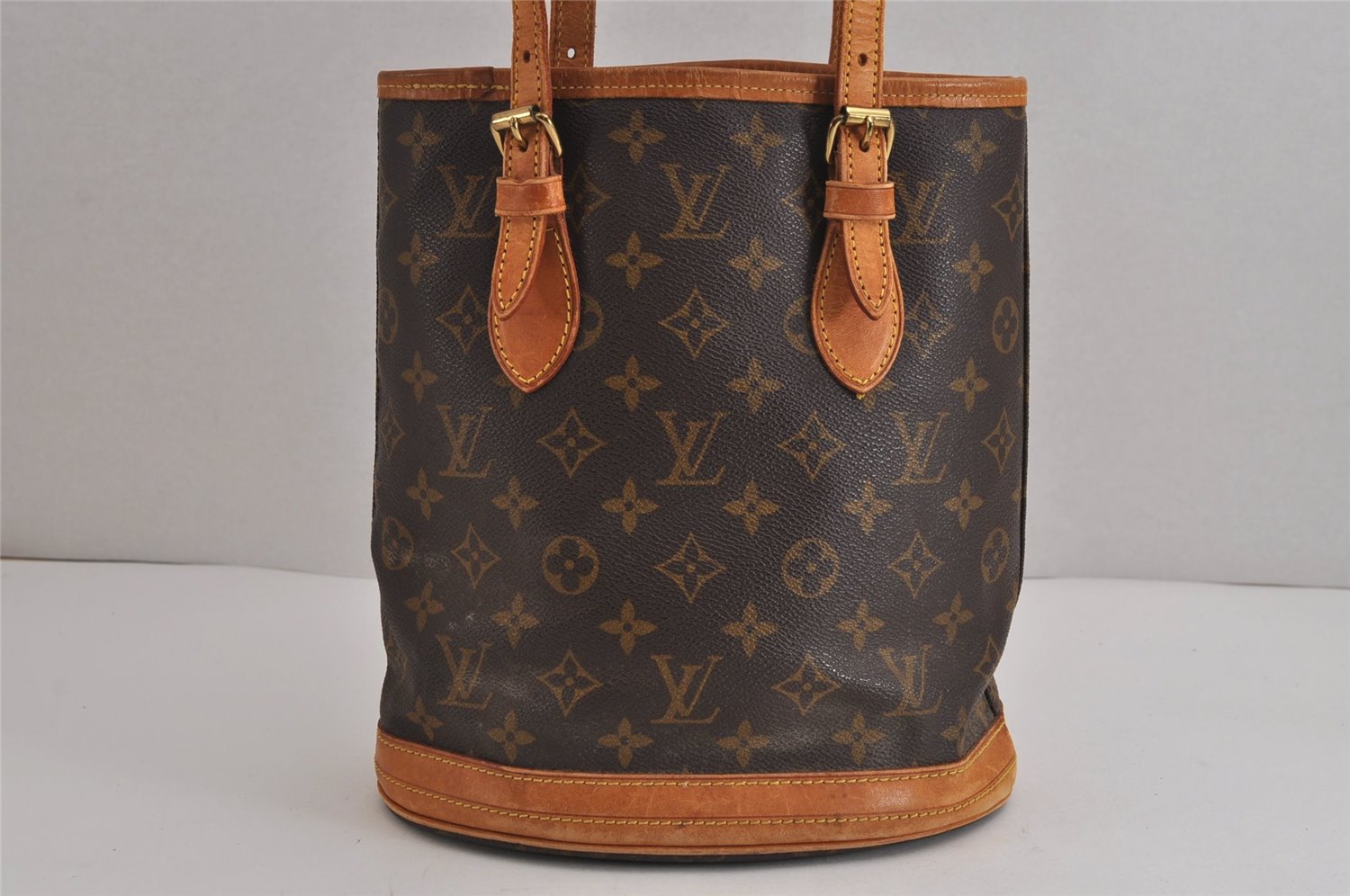 Authentic Louis Vuitton Monogram Bucket PM Shoulder Tote Bag M42238 LV 5532J