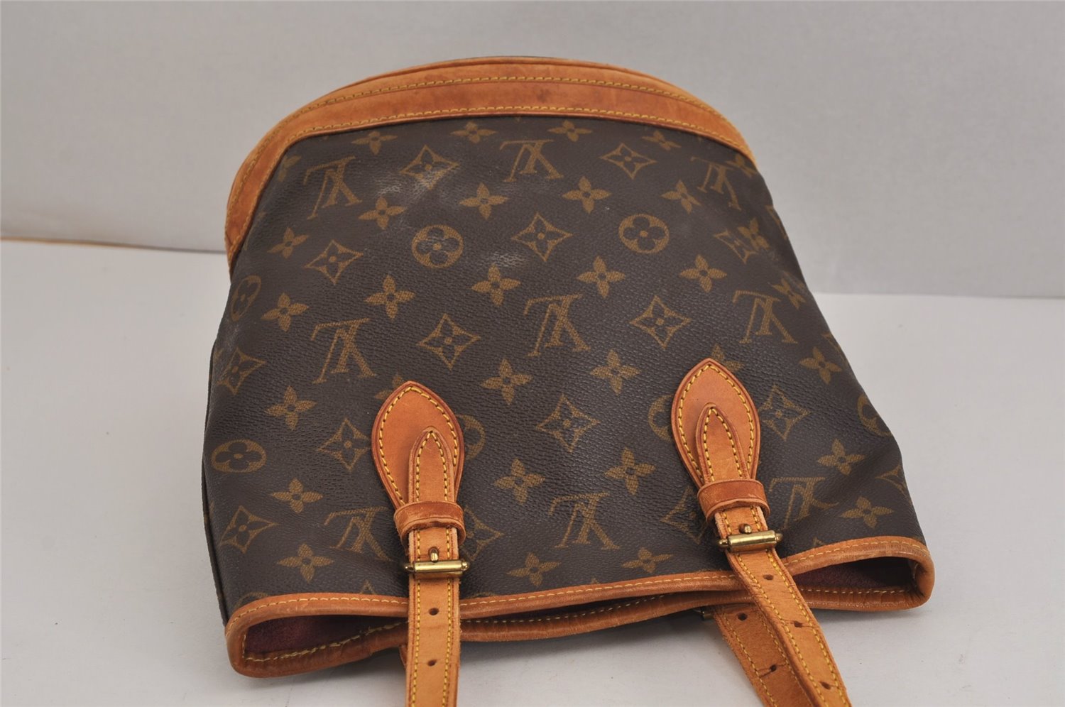 Authentic Louis Vuitton Monogram Bucket PM Shoulder Tote Bag M42238 LV 5532J