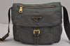 Authentic PRADA Nylon Tessuto Leather Shoulder Cross Body Bag Purse Green 5540J