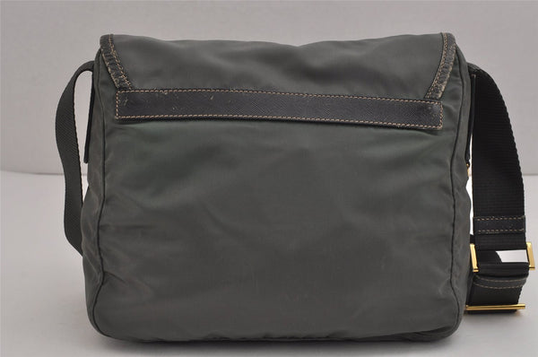 Authentic PRADA Nylon Tessuto Leather Shoulder Cross Body Bag Purse Green 5540J