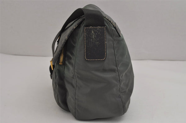 Authentic PRADA Nylon Tessuto Leather Shoulder Cross Body Bag Purse Green 5540J