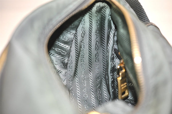 Authentic PRADA Nylon Tessuto Leather Shoulder Cross Body Bag Purse Green 5540J