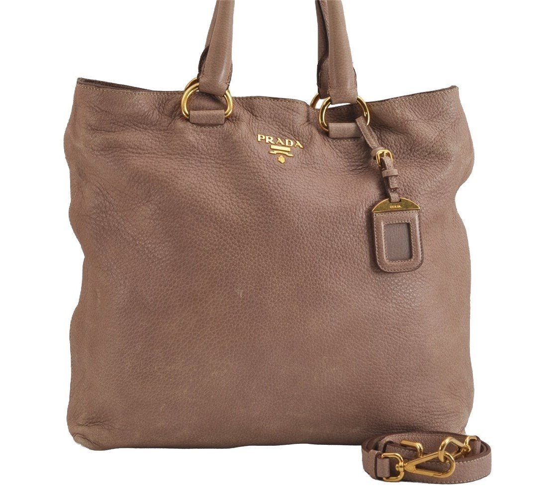Authentic PRADA Vintage Leather Nappa 2Way Shoulder Hand Tote Bag Pink 5545J