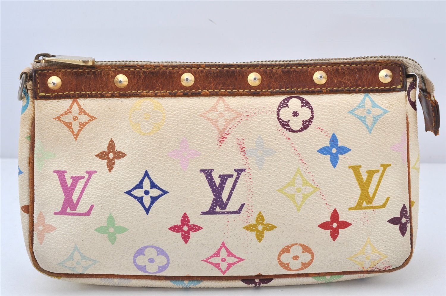 Louis Vuitton Monogram Multicolor Pochette Accessoires Pouch M92649 White 5545K