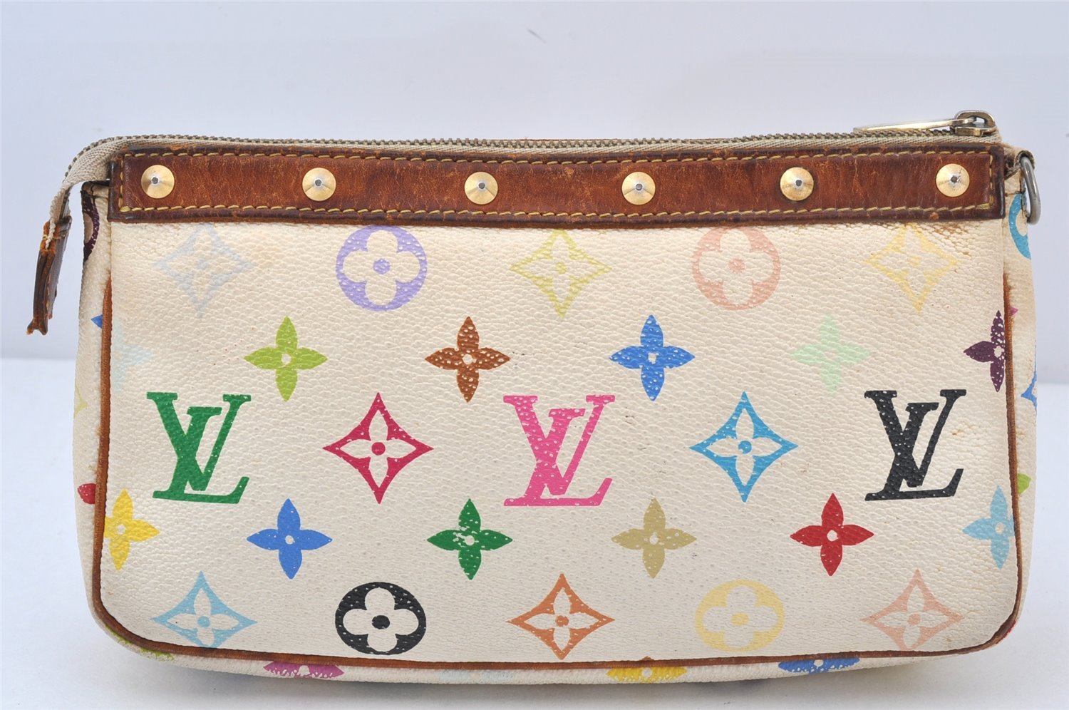 Louis Vuitton Monogram Multicolor Pochette Accessoires Pouch M92649 White 5545K