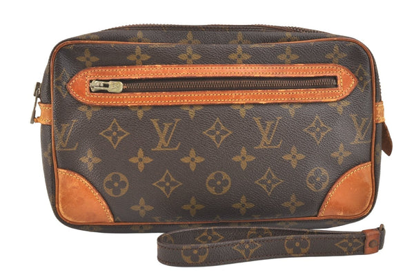 Authentic Louis Vuitton Monogram Marly Dragonne Clutch Hand Bag Old Model 5546K