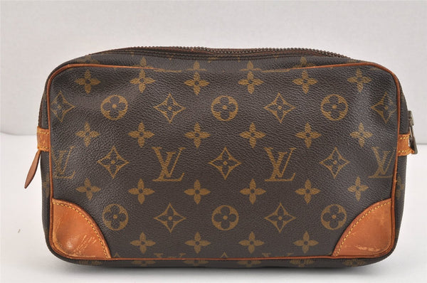 Authentic Louis Vuitton Monogram Marly Dragonne Clutch Hand Bag Old Model 5546K