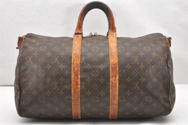 Auth Louis Vuitton Monogram Keepall Bandouliere 45 Boston Bag Old Model LV 5551K