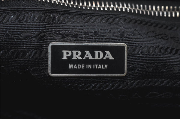 Authentic PRADA Vintage Enamel Shoulder Tote Bag Black 5553I