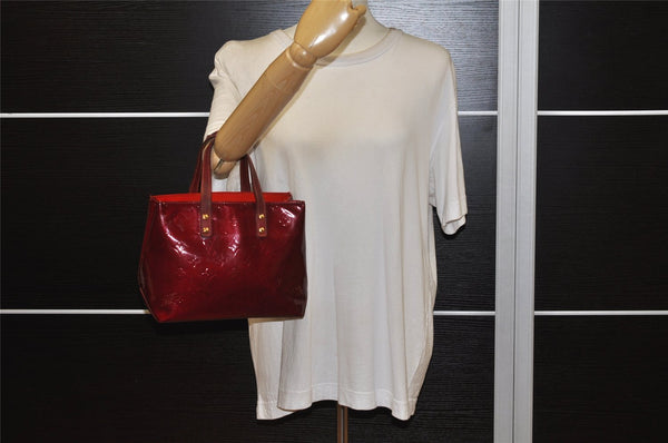 Authentic Louis Vuitton Vernis Reade PM Hand Bag Red M91088 LV 5554K