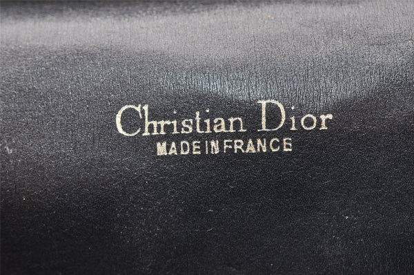 Authentic Christian Dior Trotter Chain Shoulder Bag Canvas Leather Navy CD 5555I