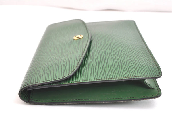 Authentic Louis Vuitton Epi Montaigne 27 Clutch Hand Bag Green M52654 LV 5557K