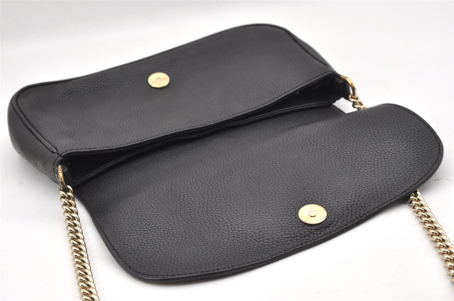 Authentic GUCCI SOHO Chain Shoulder Cross Body Bag Leather 536224 Black 5561I