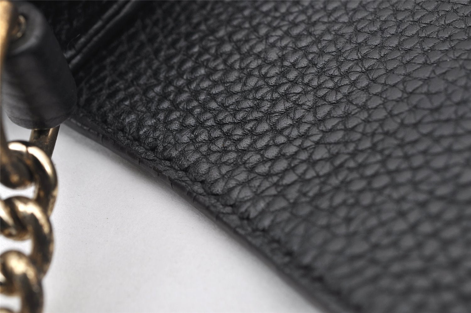 Authentic GUCCI SOHO Chain Shoulder Cross Body Bag Leather 536224 Black 5561I