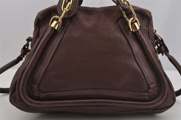 Authentic Chloe Paraty 2Way Shoulder Hand Bag Purse Leather Brown 5561J