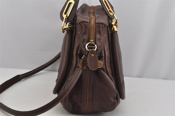 Authentic Chloe Paraty 2Way Shoulder Hand Bag Purse Leather Brown 5561J